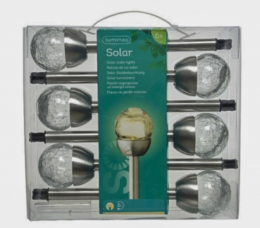 LED-Solar-Stecker "Glaskugel" 6 Stück
