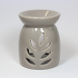 Preview: duftlampe-keramik-blaetter-taupe-12cm-hoch