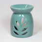 Preview: duftlampe-keramik-blaetter-tuerkis-12cm-hoch