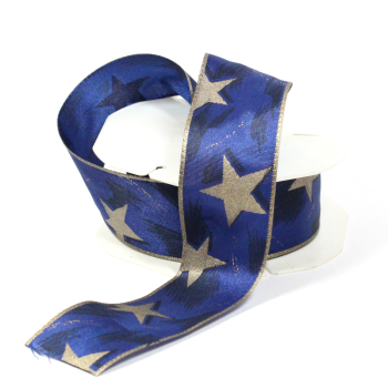 Deko-Band-Sterne-blau-gold-40mm-drahtkanten-rolle-mit-12m