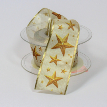 Deko-Band-Fixtern-beige-gold-40mm-drahtkanten-rolle-mit-8m