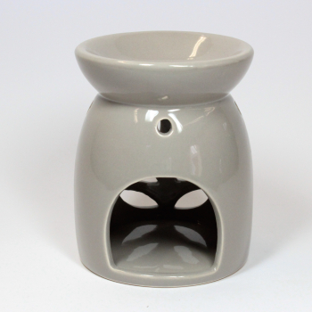 Preview: duftlampe-keramik-blaetter-taupe-12cm-hoch