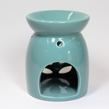 Preview: duftlampe-keramik-blaetter-tuerkis-12cm-hoch