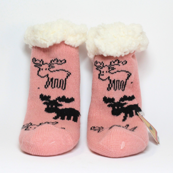 2-kinder-huettensocken-orange-abs-sohle-hirsch-motive