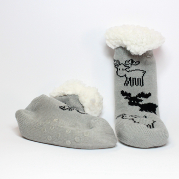 Preview: 2-kinder-huettensocken-grau-abs-sohle-hirsch-motive