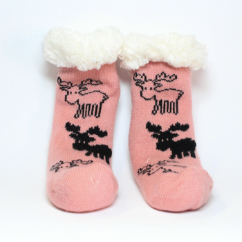 2-kinder-huettensocken-orange-abs-sohle-hirsch-motive
