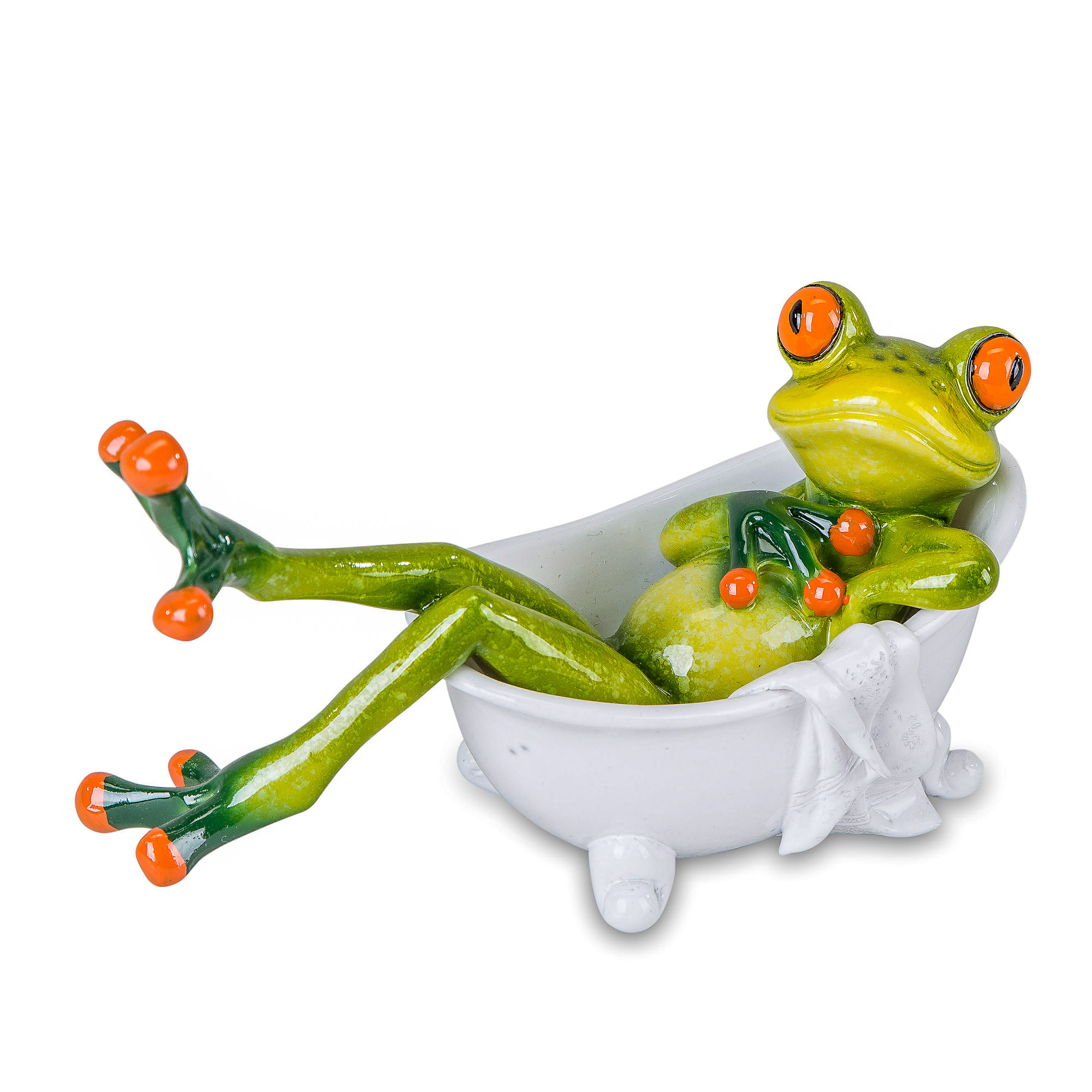 717849 Frosch Figur Set  hellgrün 16cm aus Kunststein mit witzigen Details 