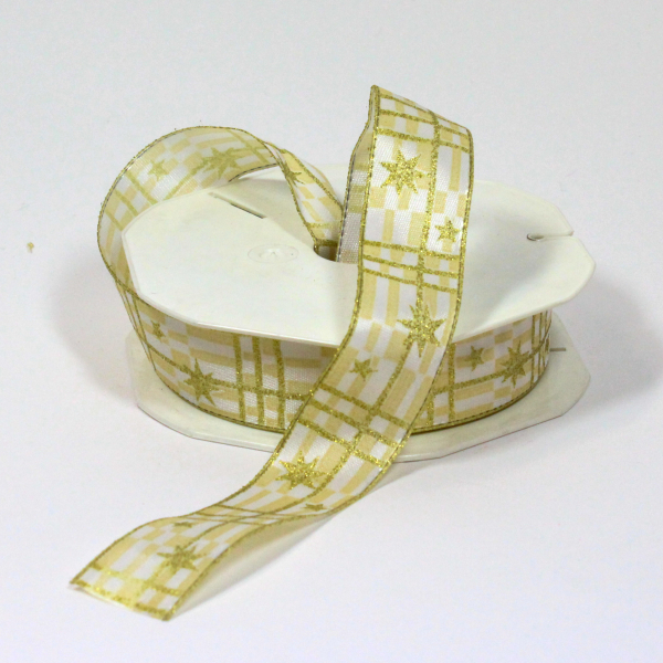 Deko-Band-Sterne-und-Linien-gold-25mm-drahtkanten-rolle-mit-20m